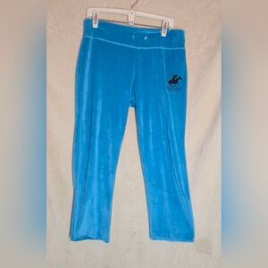 Beverly Hills Polo Club Logo Velour Track Pants Size L Turquoise Vintage
